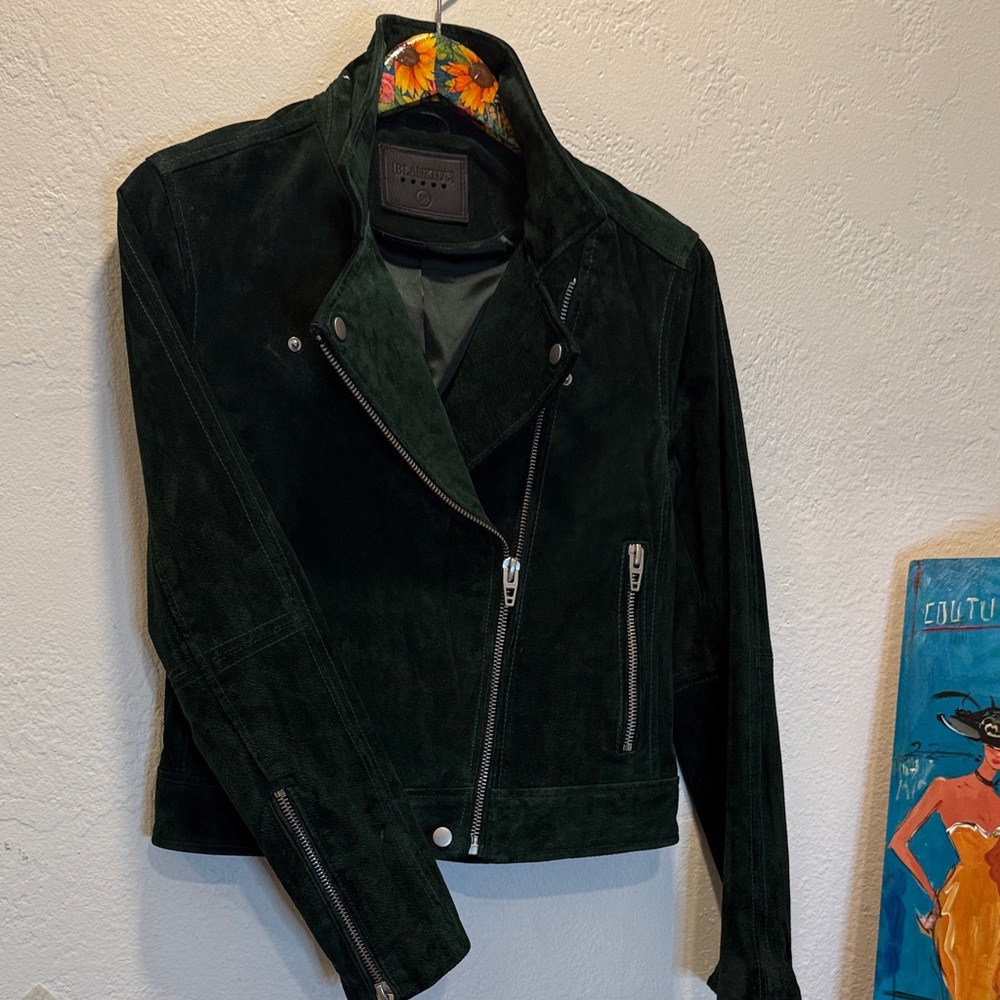 BLANKNYC Dark Green Suede Moto Jacket Size Medium (NWOT) - Picture 7 of 10